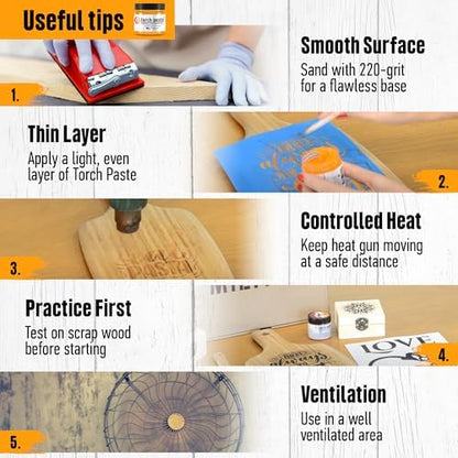 Torch Paste - The Original Wood Burning Paste | Made in USA | Heat Activated Non-Toxic Paste for Crafting & Stencil Wood Burning | Accurately & Easily Burn Designs on Wood, Canvas, Denim & More | 3 OZ - Image 5