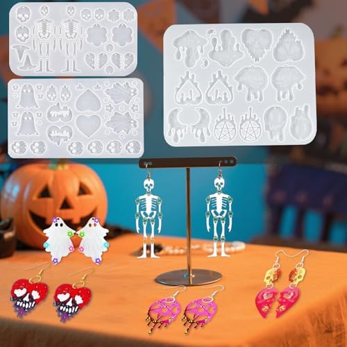 17 Pairs Dripping Halloween Resin Earring Molds with 40 Hooks for Halloween - Image 2
