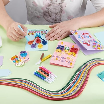WEBEEDY 36 Sets DIY Celebration Theme Greeting Cards Quilling Kit for Adults Beginners Happy Birthday Greeting Cards Making Kit with Instruction,Tools Paper Quilling Kit for Birthday Thanksgiving - Image 5