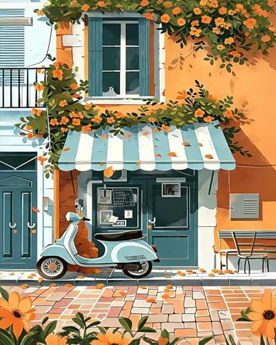 AuraDraw Street Paint by Numbers Kit for Adults - Beautiful Street Adult Paint by Number Kits on Canvas, DIY Oil Painting by Number for Home Wall Decor(16x20inch) by AuraDraw
