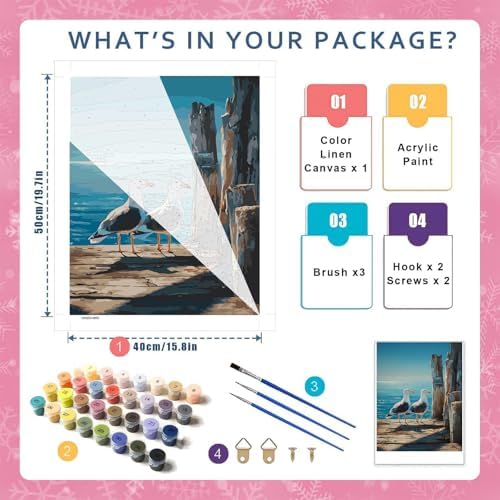 HITO Seagull Paint by Numbers Kit for Adults 16x20 Inch Frameless - Image 2