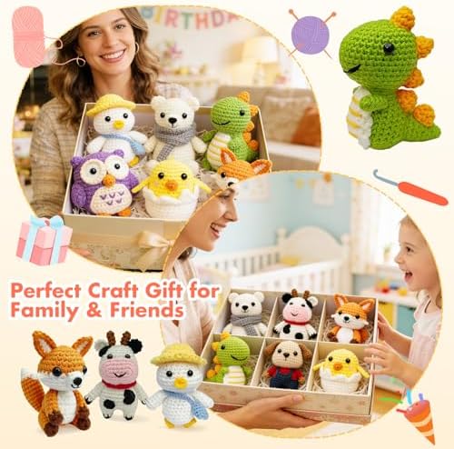 Easy Crochet Kit for Beginners, 8PCS Amigurumi Animal Crochet Starter Kit - Image 6