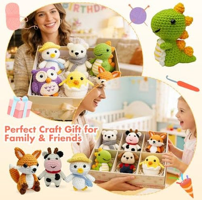 Easy Crochet Kit for Beginners, 8PCS Amigurumi Animal Crochet Starter Kit - Image 6
