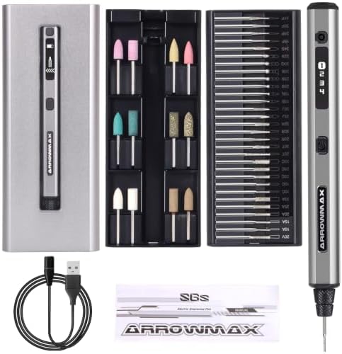 ARROWMAX Engraving Pen for Metal Wood Glass Plastic with OLED, 30000 RPM by ARROWMAX
