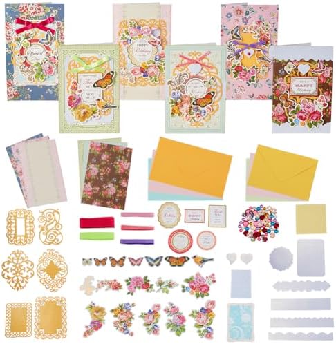 AHANDMAKER Handmade Greeting Card Making Kits, DIY Thank You Card Set Flowers Theme Paper Envelopes Cards Stickers for Christmas Thanksgiving Mother's Day Birthday Gifts Crafts Decorations by AHANDMAKER