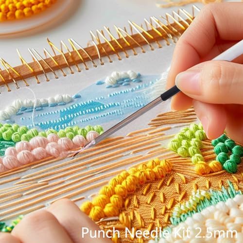 DiaWiew Punch Needle Embroidery Kit - Complete Set for Needle Punching - Includes Adjustable Punch Needle Tool and Wooden Handle Embroidery Pen Set - Ideal for Adults Beginners - Image 5
