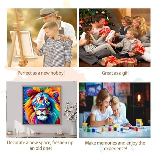 Artunion Framed Paint by Numbers Kit for Adults Beginners & Kids Ages 8-12,Colorful Lion Paint by Number with Frame,Easy Animal Paint by Numbers Kit on Canvas 10 * 10 Inch Without Easel - Image 7