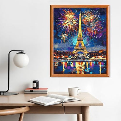 Lxmsja Eiffel Tower Paint by Numbers Kit for Adults, Night Sky Acrylic Paint by Numbers for Adults Beginner, DIY Craft Supplies Oil Painting Kits for Home Wall Decor 16x20 inch (No Frame) - Image 3