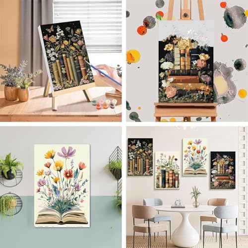 4 Pack Book Paint by Numbers for Adults with Framed Canvas - Wooden Easel - Image 5