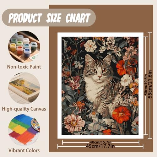 XTCIXAL Paint by Numbers Kit for Adults, Cat, 16X20 Inch - Image 4