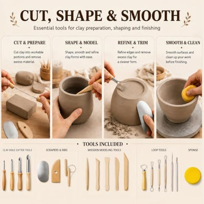 47PCS Pottery Tools Kit, Ceramic Tools, Clay Sculpting Tools - Image 6