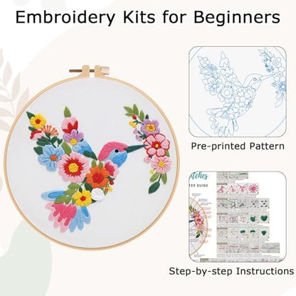 Nuberlic Embroidery Kit for Beginners with Bird and Flower Pattern - Image 4