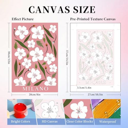 6 Pack Paint by Numbers Kit for Adults, Simple Flowers Adult Paint by Number Kits on Canvas Without Frame for Beginner, Floral Easy Acrylic Oil Painting by Numbers Kits for Home Decor 8 x 12 Inch - Image 3