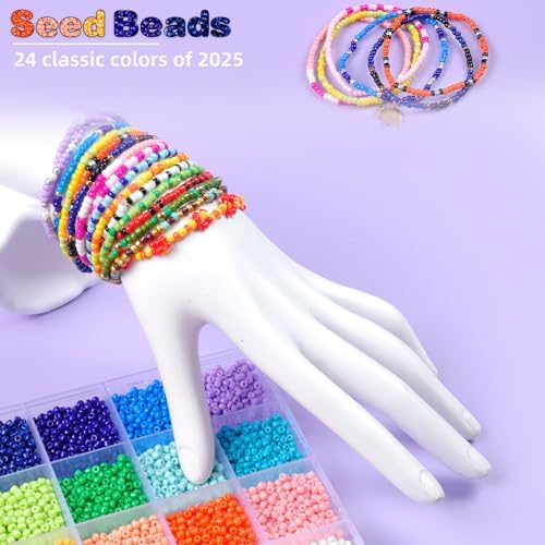 OCCALONG 6 Box Set Friendship Bracelet Making Kit - 13000 Pcs, DIY Jewelry Making Set - Includes Clay, Seed, Pony Beads, Charms, and String - Image 6