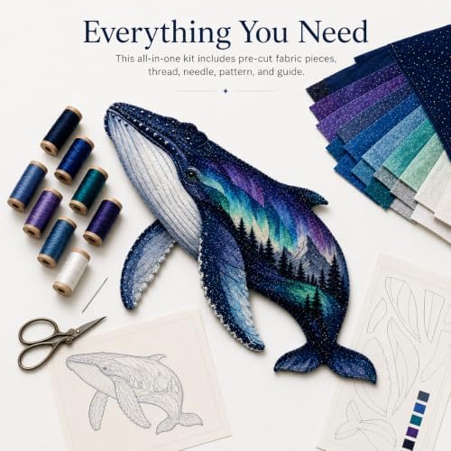 Northern Lights Animal Embroidery Kit DIY Fabric Patchwork Craft Set (WH+L) - Image 4