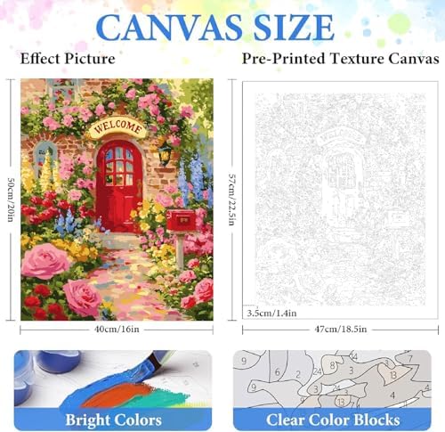 ZRIZQ Flowers Paint by Numbers Kit for Adults Beginner,Garden,16x20 - Image 2