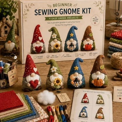Handmade DIY Sewing Kit for Adults with Pre-Cut Fabric & Supplies DIY Ornament Sewing Kit for Beginners Adults Home Decor & Gifts - Image 4