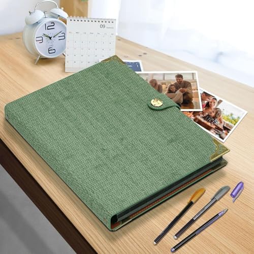 ZEEYUAN Scrapbook Photo Album PU Leather Scrap Book Mothers Day Gifts for Mom Valentines Couples Gift Vintage Family Scrapbook Memory Photo Book 60 Black Pages - Image 4