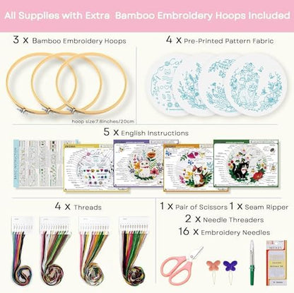 4-Piece Cat Embroidery Kit for Beginners, Needle Point Kit Adults Beginner - Image 2
