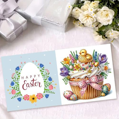 DIY Diamond Greeting Cards Set, 5D DIY Diamond Art Painting Festival Style Greeting Card, DIY Christmas Card Making Kits for Family Friends Handmade Gift-#27-Easter - Image 6