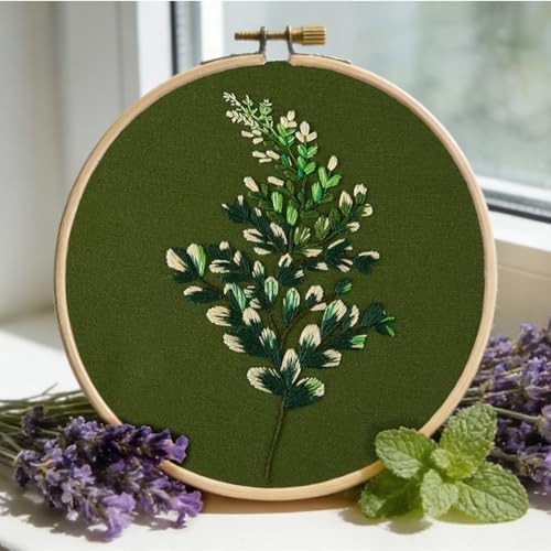 Crafmanoe Hand DIY Embroidery Kits for Beginners Adults, Plant Crewel Embroidery Starter Kits, Stamped Cross Stitch Kits for Beginners Adults Craft Kits for Women, Embroidery Hoops, Fabric and Thread - Image 3