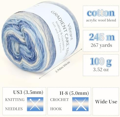 Aeelike Cake Yarn for Crocheting, Soft Ombre Crochet Yarn, Blue Yellow - Image 4