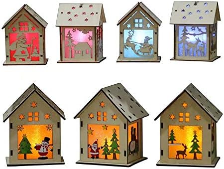 Wood Craft Kits Unfinished Small Houses 3D Cutting Wooden Puzzle Toy for Kids and Adults Build Your Own Perfect Decoration-Including 7 pcs by QIAONIUNIU