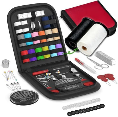 Sewing Kit Gifts for Grandma, Mom, Friend, Traveler, Adults, Beginner, Emergency,Sewing Supplies Accessories with Scissors,Sewing Needles Thimble, Thread,Tape Measure etc (Christmas Red， S) by LE+PAON