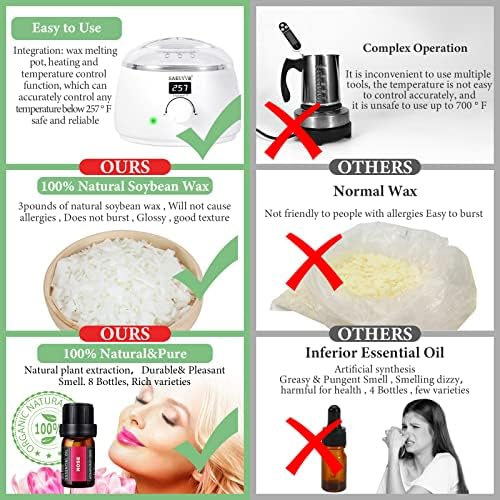 SAEUYVB Candle Making Kit for Adults with Electric Wax Melting Pot(White) - Image 3