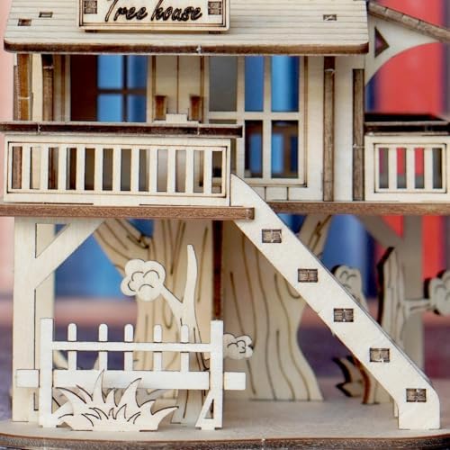 3D Wooden Puzzle for Adults, Creative Treehouse Design Model Kit - Image 3