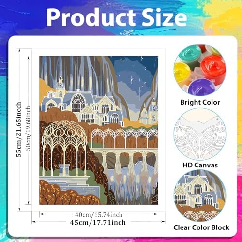 xcemhil Paint by Numbers Kits for Adults Landscape, Paint by Numbers for Adults, Paint by Number Kits for Gifts and Home Wall Decor 16x20 Inch - Image 3