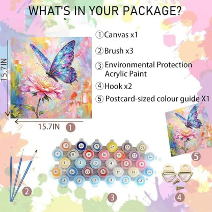 Arttoplus Butterfly Paint by Numbers Kit for Adults Beginner 16x20 inch - Image 2