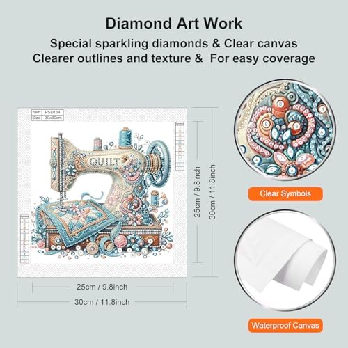 WSLWXSHM 5D Special Shape Diamond Art Kits for Beginners, Diamond Painting Kits for Adults Sewing Machine, Crystal Rhinestones Diamond Painting for Home Wall Decoration Gift 12×12inch/30×30cm - Image 2
