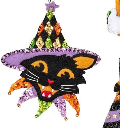 Bucilla 89276E Felt Applique Ornament Kit, Vintage Halloween, Set of 6 - Image 3