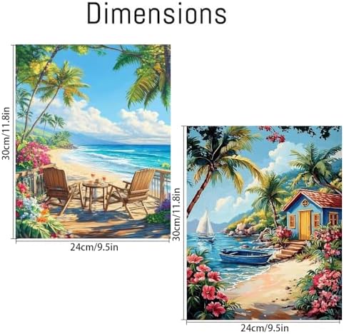 NEGEKFKX 2 Pack Beach Paint by Numbers Kit for Adults Beginner with Framed,Easy Adult Paint by Number Kits on Canvas DIY Painting for Beginners Art by Numbers for Home Wall Decor 10x12 Inch - Image 4