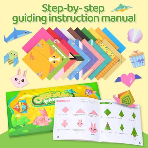 IOOLEEM Origami Paper Kit, 200 Sheets with 80 Patterns, Double Sided Colored Blank Folding Paper Set with Step-by-Step Instructions, Art & Craft Supplies - Image 3