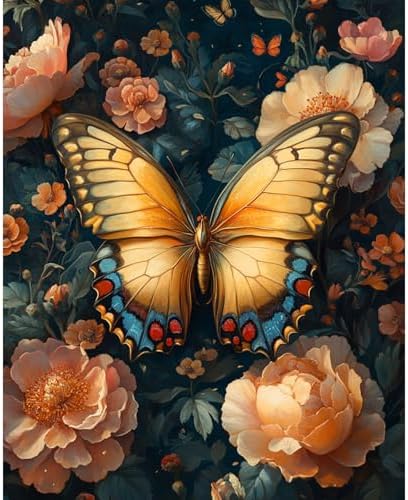 obterie Butterfly Paint by Numbers Kit for Adults Beginner Flower Oil Painting Kit Adult Paint by Number Kits on Canvas DIY Painting for Beginners Art by Numbers for Gifts Home Wall Decor 16x20 Inch by Unknown