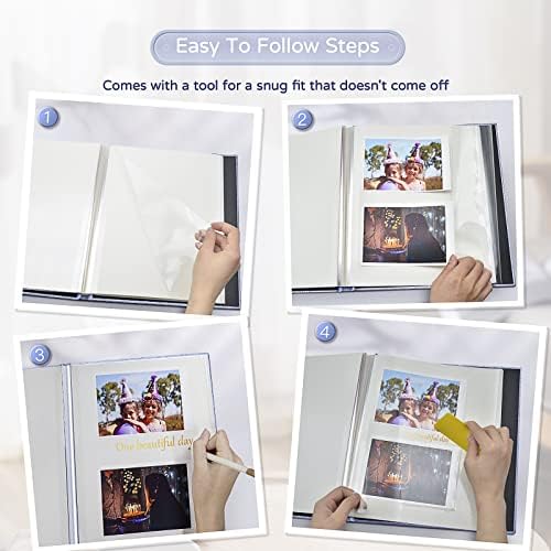 Popotop Large Photo Album Self Adhesive 4x6 5x7 8x10 Scrapbook Album DIY Picture Book,Gifts for Mom,Family Baby and Wedding,with Metal Pen and Plastic Board - Image 4