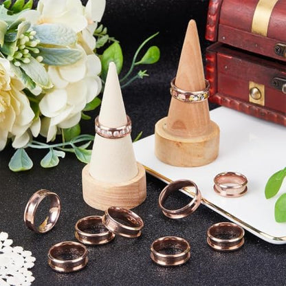 SUNNYCLUE 1 Box 12Pcs Stainless Steel Ring Blanks Grooved Finger Ring Blanks Settings Rose Gold US Size 7/8/9/10/11/12 Inlay Finger Rings Core Blank for Ring Jewelry Making Kits Women Men DIY Crafts - Image 4