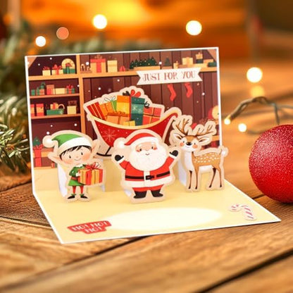 Katy Sue Santa & Friends Pop Up Christmas Card Making Kit. Makes Eight 5 x 7 Inch Christmas Cards. Kit Contains Cards, Pop Up Inserts, Envelopes, Instructions & Embellishments. - Image 5