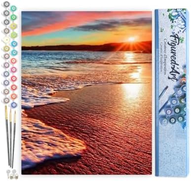 Figured'Art Paint by Numbers Kit for Adults Sea Foam 16"x20" - Craft Art Painting DIY Kit Rolled Canvas Without Frame by FiguredArt
