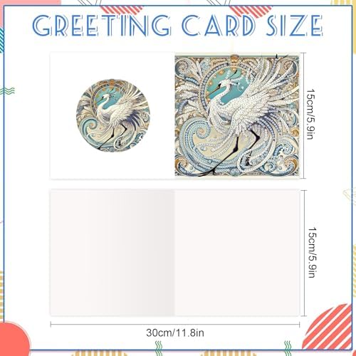 6 Pack Animal Diamond Art Greeting Cards with Envelopes, DIY 5D Diamond Painting Card Kit Featuring Phoenix Owl Bee Eagle Ladybug and Tiger, Handmade Rhinestone Craft Cards for Birthday and Holiday - Image 2