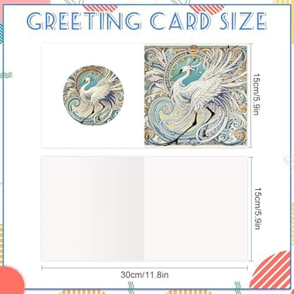 6 Pack Animal Diamond Art Greeting Cards with Envelopes, DIY 5D Diamond Painting Card Kit Featuring Phoenix Owl Bee Eagle Ladybug and Tiger, Handmade Rhinestone Craft Cards for Birthday and Holiday - Image 2