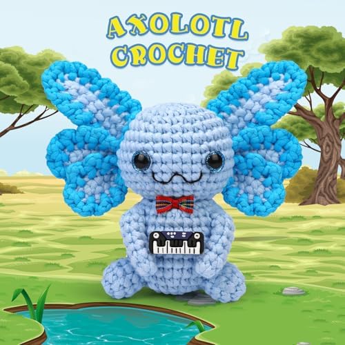 Pnytty Crochet Kit for Beginners, Blue Axolotl Crochet Starters Kit - Image 5