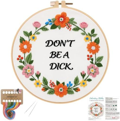 Louise Maelys Funny Quote Embroidery Kit for Beginners, Floral DIY Craft by LouiseMaelys