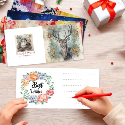 LSQFS Diamond Art Retro Christmas Card Set with Matching Envelopes,6 Pieces - Image 6