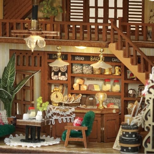 DIY Miniature Dollhouse Kits - Wooden Mini Model House with LED Lights, Tiny Furniture & Accessories – Craft Building Kits for Teens & Adults (Bagel Time) – Birthday Valentine's Gift - Image 6