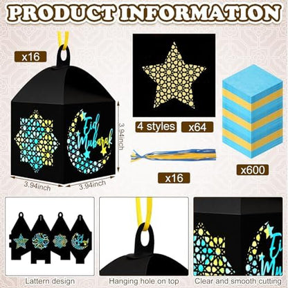 Maitys 16 Sets Eid Mubarak Paper Lantern Suncatcher Craft Kits for Adults - Image 3