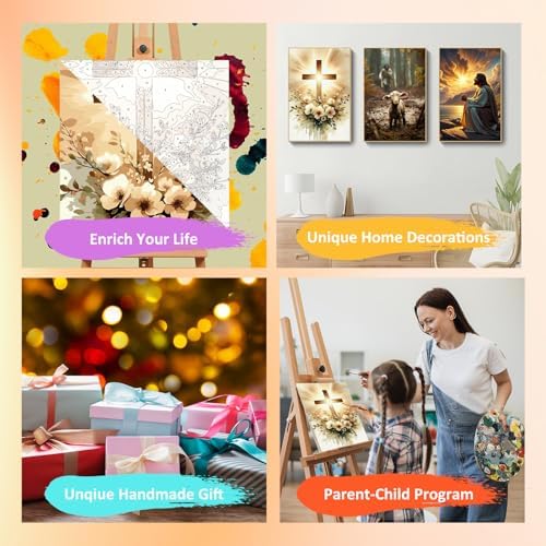Mandun Religious Paint by Numbers Kit for Adults, 3 Pack, 7.8x11.8 inch - Image 7
