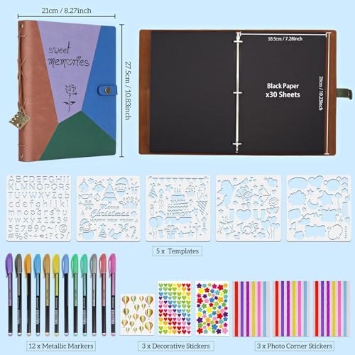 ZEEYUAN Mothers Day Gift for Mom Scrap Book Photo Album PU Leather Family ScrapBook Photo Memory Book Couples Anniversary Scrapbook Valentine's Day Gift - Image 6